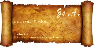 Zsiros Andos névjegykártya